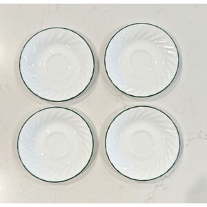 CORELLE CALLAWAY IVY Set of 4 Saucers 6" Green Rim Retired Pattern **GUC**